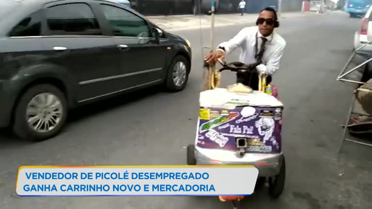 Vídeo: Vendedor de picolé volta a trabalhar após ganhar um carrinho novo
