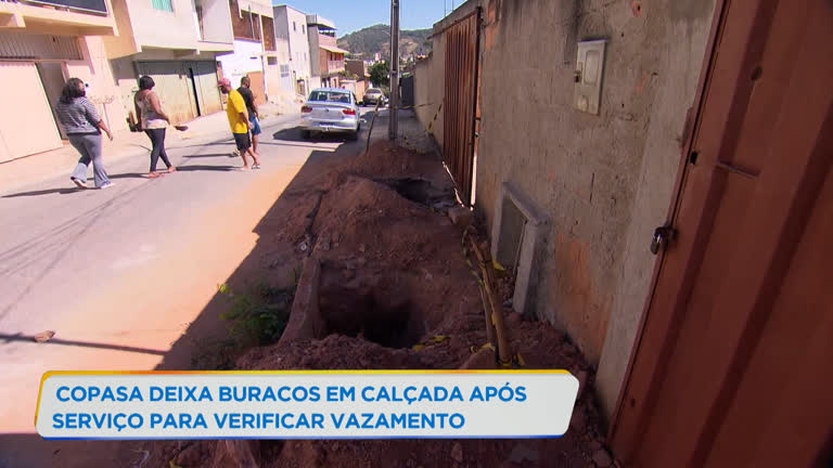 Vídeo: Moradora denuncia buraco em calçada deixado pela Copasa
