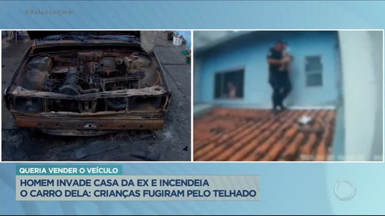 Vídeo: Homem invade casa e incendeia carro da ex-mulher no interior de SP