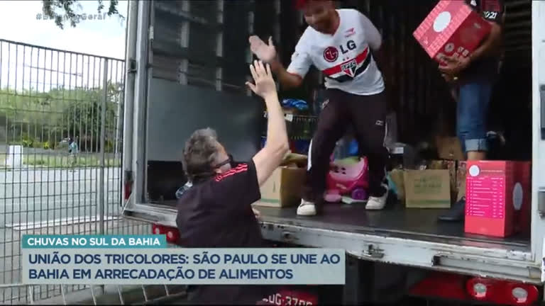 Vídeo: União dos tricolores: SPFC e Bahia arrecadam alimentos para famílias vítimas das chuvas