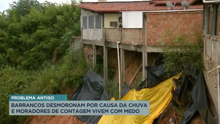 Vídeo: Barrancos desmoronam em Contagem (MG) após fortes chuvas