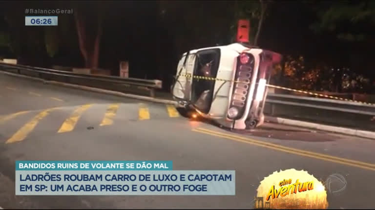 Vídeo: Bandidos ruins de volante capotam carro de luxo roubado