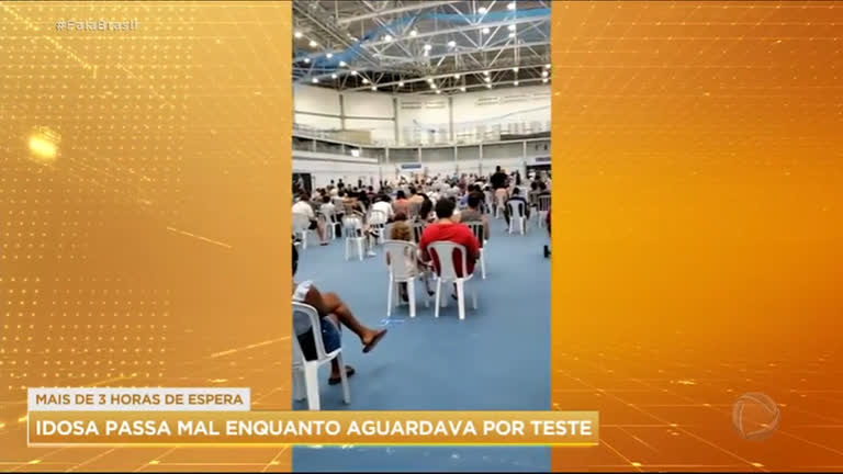 Vídeo: Idosa passa mal quando esperava por teste contra covid-19 no Rio