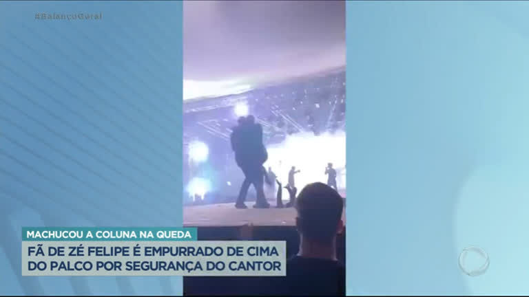 Vídeo: Fã de Zé Felipe é empurrado de cima do palco