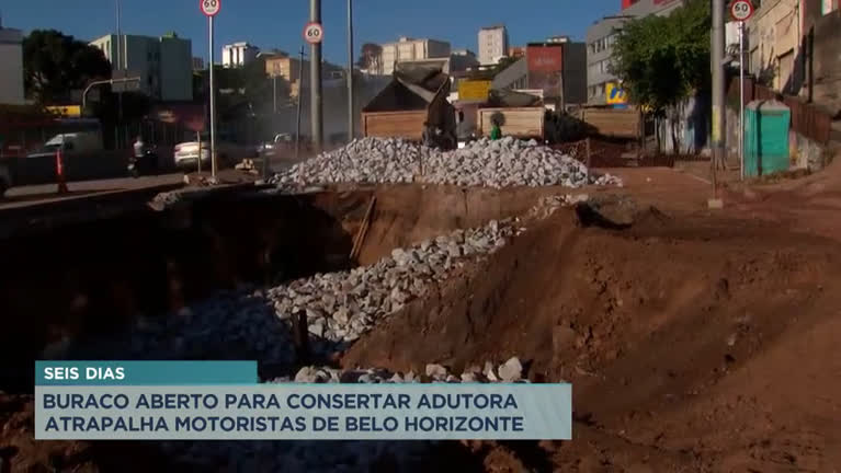 Vídeo: Cratera em avenida atrapalha trânsito de BH há seis dias