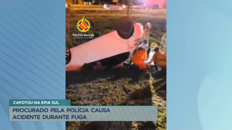 Vídeo: Homem capota carro durante perseguição policial na Epia Sul