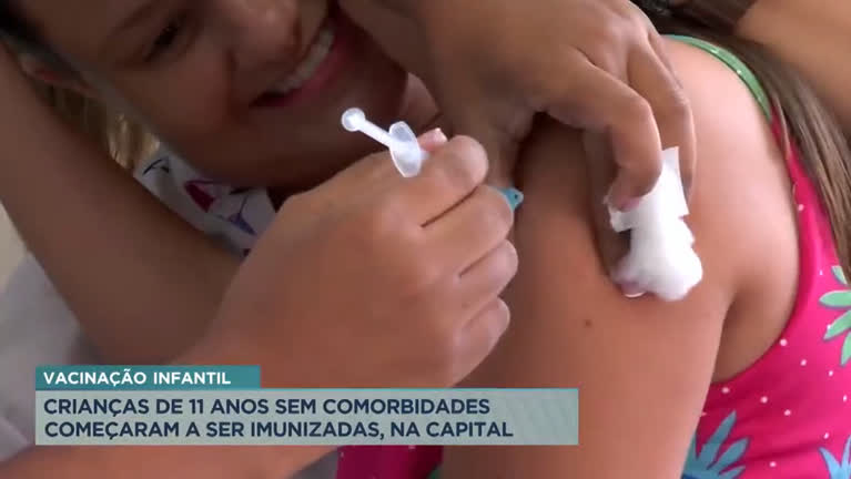 Vídeo: Crianças de 11 anos e sem comorbidades são vacinadas em BH