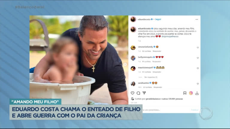 Vídeo: Eduardo Costa chama enteado de filho nas redes sociais