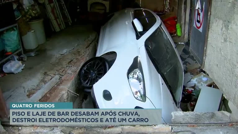 Vídeo: Piso e laje de bar desabam após chuva em Belo Horizonte