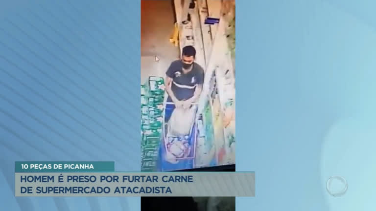 Vídeo: Homem é preso após furtar 10 peças de picanha em supermercado no DF