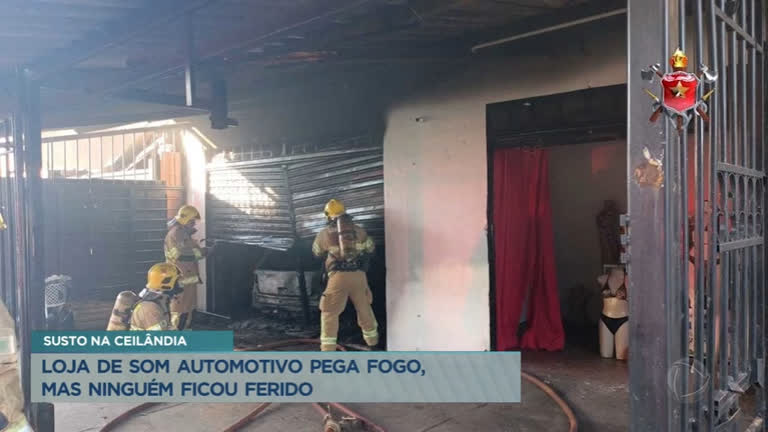 Vídeo: Loja de som automotivo pega fogo em Ceilândia (DF)
