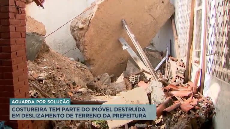 Vídeo: Queda de muro após temporal destrói parte de prédio em BH