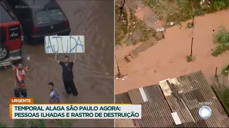 Vídeo: Forte chuva causa alagamento em Carapicuíba (SP)